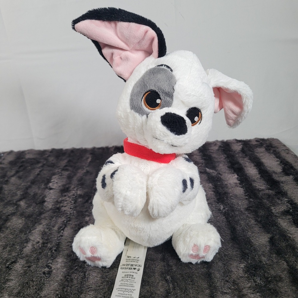 Disney Store 101 Dalmatians Patch Plush Sitting Puppy Dog Red Collar Black Spots